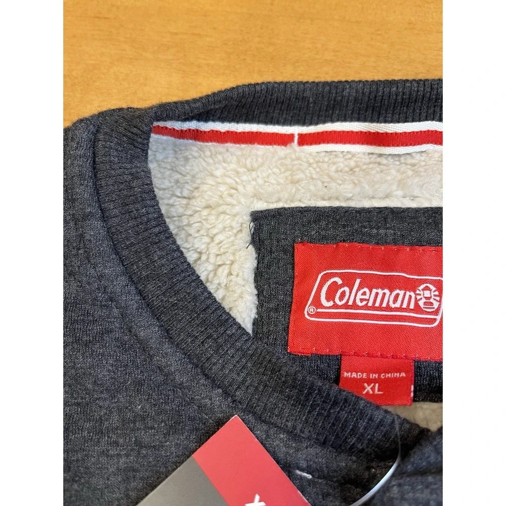 Coleman‎ Mens X-LARGE Gray Sherpa Lined Waffle Henley Shirt Chest Pocket NWT $70